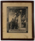 WWI US COLUMBIA GIVES TO HER SON WOUND CERTIFICATE