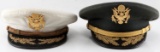 WWII US ARMY OFFICER PEAKED VISOR CAP LOT OF 2