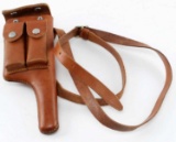 GERMAN MAUSER BROOMHANDLE P38 LEATHER HOLSTER