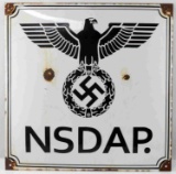 WWII GERMAN THIRD REICH LARGE NDSDAP BUILDING SIGN