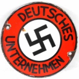 WWII THIRD REICH GERMAN OWNED BUSINESS ENAMEL SIGN