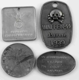 WWII GERMAN THIRD REICH SS ID TAG LOT OF 4