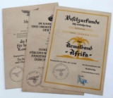 WWII GERMAN 3RD REICH MILITARY AWARD DOCUMENT LOT