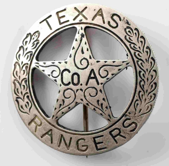 TEXAS RANGER BADGE STRUCK FROM MEXICAN 5 PESO COIN