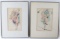 PAIR WATERCOLOR JESTER PAINTINGS LAWRENCE ANTHONY