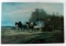 OIL ON CANVAS PAINTING OF FARMER DRIVING HORSES