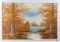 OIL ON CANVAS AUTUMN LANDSCAPE FRAMED SIGNED