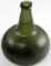 19TH CENTURY OPEN PONTIL GREEN ONION MALLET BOTTLE