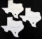 THREE WHITE VINTAGE TEXAS LICENSE PLATE TOPPERS