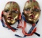 PAIR OF VINTAGE VENETIAN STYLE PAINTED BRASS MASKS