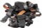 8 POLICE DUTY BELTS AND 3 HOLSTERS BASKET WEAVE