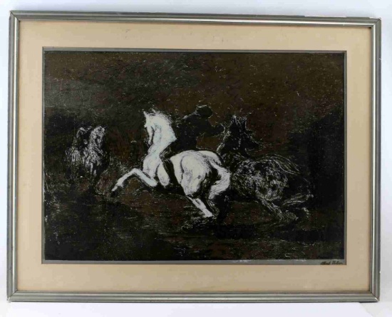 FRAMED ALBERT URBAN LITHOGRAPH OF HORSE RIDER
