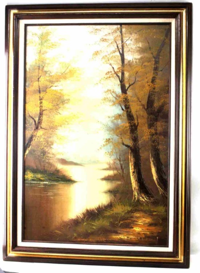 LARGE SCALE OIL ON CANVAS LANDSCAPE SIGNED