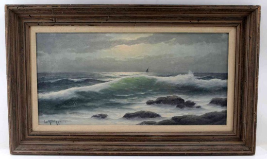 OIL ON CANVAS PAINTING OF THE OCEAN CO. SCHIPPER