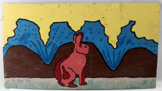 HOSEA LIGHT FOLK OUTSIDER ART ACRYLIC ON BOARD