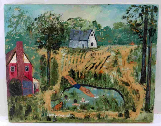 BETTY CRAWDER FOLK ART LANDSCAPE & HOUSE PAINTING