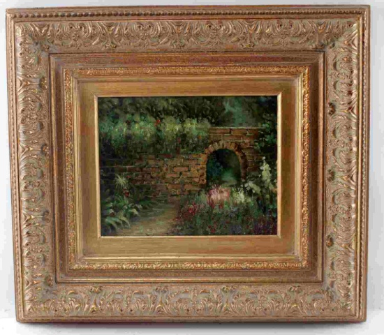 OIL ON CANVAS IMPRESSIONISTIC FLORAL LANDSCAPE