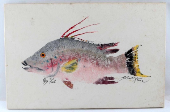 ACRYLIC ON CANVAS PAINTING OF HOG FISH SIGNED