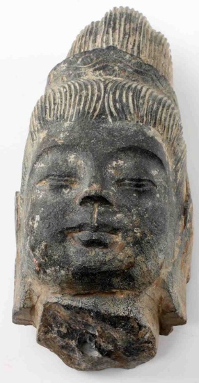 HAND CARVED STONE SCULPTURE OF GUAN YIN BUST