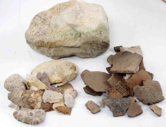 COLLECTION OF SOUTH GEORGIA ARROWHEADS POTTERY