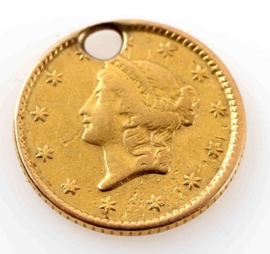 1850 UNITED STATES GOLD DOLLAR COIN HOLED