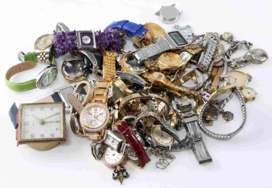 ANTIQUE TO MODERN POCKET & WRIST WATCH PARTS LOT