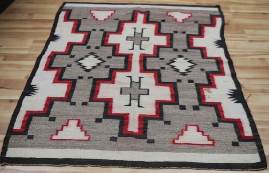 NATIVE AMERICAN GEOMETRIC WOOL AREA RUG 6 X 4 FT