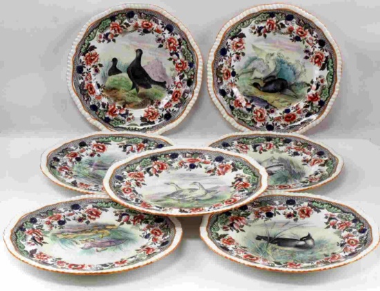 WT COPELAND & SONS GAME BIRD ANTIQUE DINNER PLATES