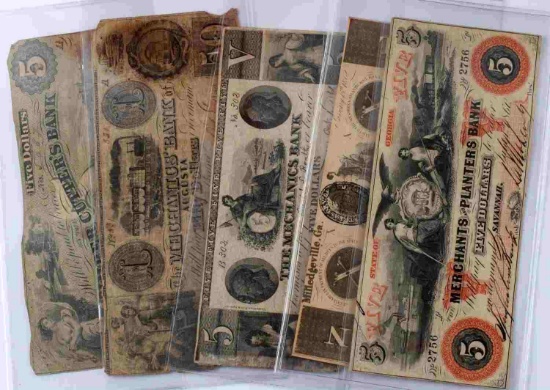 OBSOLETE CURRENCY BANKNOTE LOT 5  AUGUSTA SAVANNAH