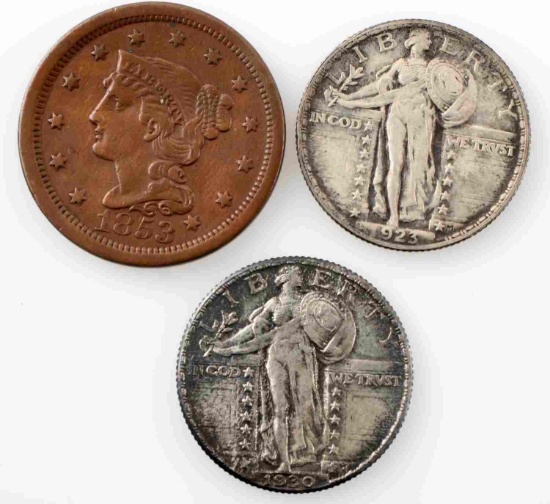 1923 1930 AU STANDING LIBERTY QUARTERS W LARGE CEN