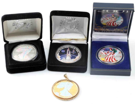 AMERICAN SILVER EAGLE ENHANCED COIN LOT OF FOUR