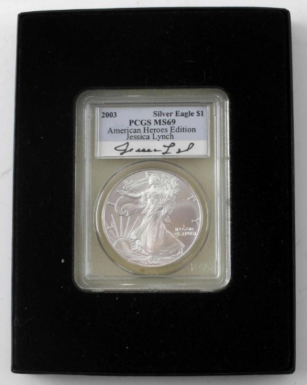 JESSICA LYNCH PCGS MS69 SILVER EAGLE COIN