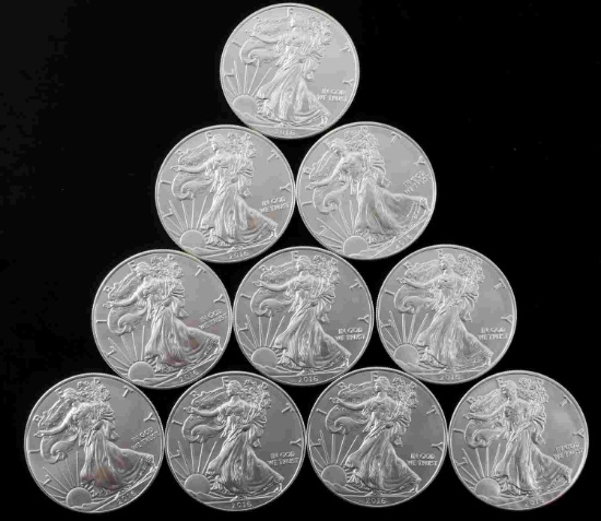 2016 AMERICAN SILVER EAGLE .999 SILVER COIN LOT