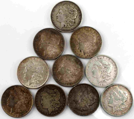 LOT OF 10 MORGAN SILVER DOLLAR COINS