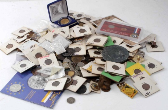 OVER 6 POUNDS OF WORLD COINS TOKENS NUMISMATICA