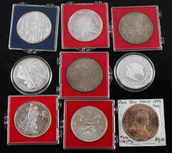 10 DIFFERENT 1 OZT 999 FINE SILVER ROUND LOT