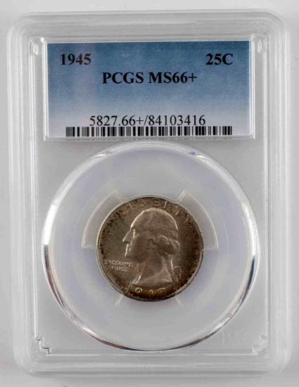 1945 WASHINGTON QUARTER MS66+ PCGS