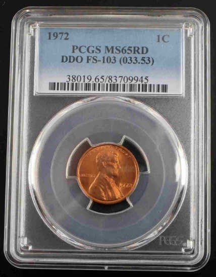 1972 LINCOLN CENT PCGS MS65RD DDO FS-103