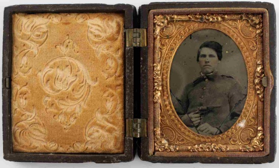 CIVIL WAR CONFEDERATE SOLDIER AMBROTYPE PHOTOGRAPH
