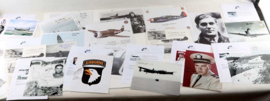 26 WWII US & UK FIGHTER ACE PILOT SIGNATURE LOT