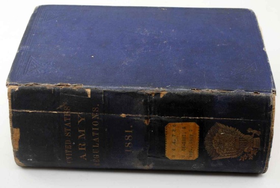 1881 UNITED STATES ARMY REGULATIONS BOOK