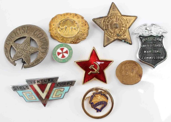 ASSORTED 19TH & 20TH CENTURY US & OTHER BADGE LOT