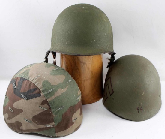 WWII US ARMY M1 HELMET & PASGT HELMET LOT OF 2
