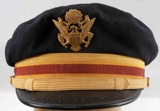 WWII US AMERICAN ARMY OFFICERS VISOR CRUSHER CAP