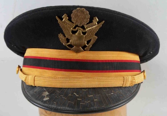 WWII US AMERICAN ARMY OFFICERS VISOR CRUSHER CAP