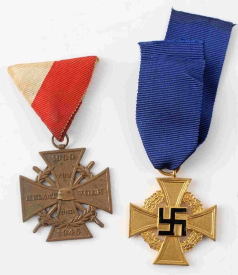 WWII GERMAN 40 YEAR SERVICE & VETERANS MEDAL LOT