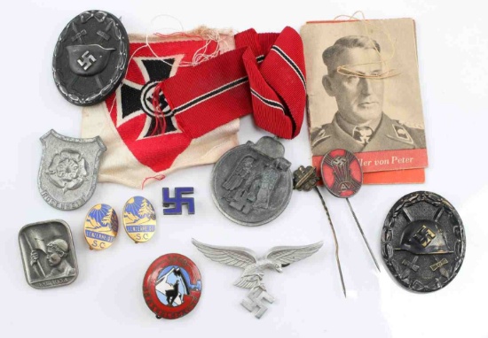 WWII GERMAN THIRD REICH TINNIE BADGE & MEDAL LOT