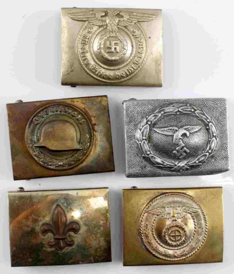 WWII GERMAN THIRD REICH BELT BUCKLE LOT OF FIVE