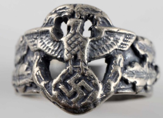 GERMAN WWII THIRD REICH SS POLICE SILVER RING