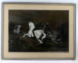 FRAMED ALBERT URBAN LITHOGRAPH OF HORSE RIDER